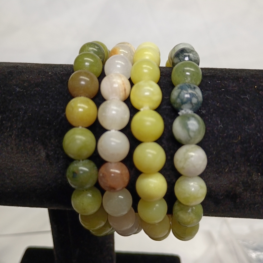 Set Of Jade Bead Bracelets